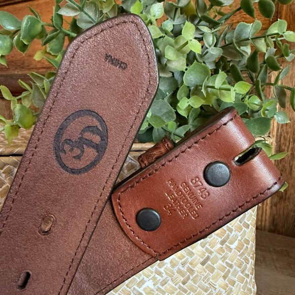 Vintage 90s 3D Hair-On Cowhide Cross Concho Hand-Tooled Western Belt - Men’s 34" - Picture 9 of 9